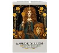 Walopola Calendario De Fases De La Luna 2025 De La Diosa Guerrera, Calendario De La Diosa Gótica Griega, Calendario De Pared 2025 Con 12 Meses, Calendario De La Diosa