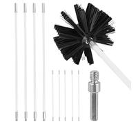 Walopola Juego de Cepillo y Varilla para Chimenea, Cepillo para deshollinador,Limpiador de ventilación para Secadora y Barrido de Pelusas | Kit de Limpieza de Estufas de leña, Varillas Flexibles de