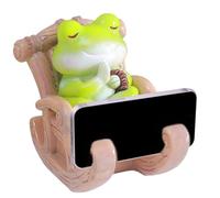 Walopola Soporte para teléfono celular de rana, soporte para teléfono celular, soporte de resina para tableta, bonito soporte para teléfono celular, adorno de mesa de rana para el hogar
