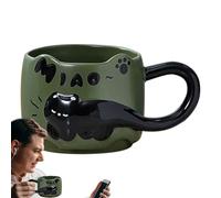 Walopola Taza de té con diseño de gato, tazas de café con leche apiladas, de cerámica, divertidas, decorativas, novedosas, de dibujos animados, para mujeres, niñas y niños