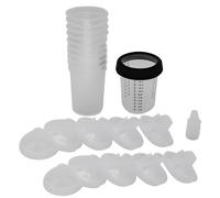 Walopola Vasos mezcladores de pintura automotriz, kit de pintura automotriz, herramienta agitadora de medición de 5 tapones con anillo de retención, accesorios automotrices epoxi para capa superior