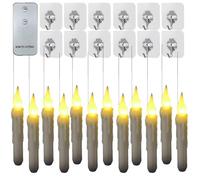 Walopola Velas cónicas con control remoto, 12 velas LED sin llama parpadeantes con control remoto, velas de ventana que funcionan con pilas para Halloween,