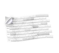 WALPLUS 12 pegatinas de mosaico largo de mármol con luz táctil Lux para pared, despegar y pegar, vinilo para decoración del hogar, Splashback para cocina, baño, azulejos, pintura, palo en la pared