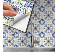 WALPLUS 15 cm, 96 piezas de adhesivos para azulejos de pared azulejo azul y amarillo Porto para despegar y pegar, vinilo autoadhesivo para decoración del hogar, sala de estar, dormitorio, salpicaduras, para azulejos de cocina, azulejos de pintura, pegar en azulejos