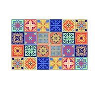 WALPLUS 24 piezas, pegatinas para azulejos de pared, despegar y pegar, protector contra salpicaduras, autoadhesivo, decoración de vinilo para el hogar (Mara mezcla de color Mediterráneo, 15cm x 15cm)