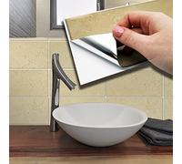 WALPLUS 28,5 x 14 cm @ 12 piezas de azulejos de pared de travertino beige para azulejos de pintura de azulejos de pintura de azulejos de despegar y pegar, calcomanías autoadhesivas para azulejos de
