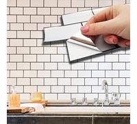 WALPLUS 28,5 x 14 cm @ 36 piezas de adhesivo de azulejos planos Metro blanco brillante para azulejos de pintura en azulejos de despegar y pegar, azulejos de pared autoadhesivos para transferencia de