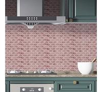 WALPLUS 28,5 x 14 cm @ 60 piezas brillantes de panal de abeja hexa adhesivo para azulejos de pared para cocina, baño, transferencia de azulejos