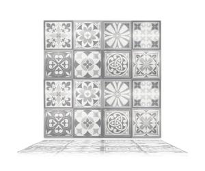 Walplus 3D Adhesivos Para Azulejos Vinyle Autocollant Vinilo Calcomanía De Pared Resistente Al Calor Naturaleza Amigable Decoración Del Hogar No Tóxico Durable Purbeck Stone 16Pcs 15.4Cm(6") Gris