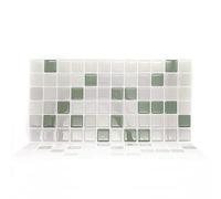 WALPLUS 3D Tile Stickers Sol En Vinyle Autocollant Vinilo Decorativo De Pared Resistente Al Calor Respetuoso De La Naturaleza Decoración Hogareña No Tóxica Mosaico de tonos verdes 12pcs 30.5x15.4cm