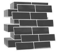 WALPLUS 3D Tile Stickers Sol En Vinyle Autocollant Vinilo Decorativo De Pared Resistente Al Calor Respetuoso De La Naturaleza Decoración Hogareña No Tóxica Elegante Gris Oscuro 48pcs 15.4x30.5cm