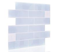 WALPLUS 60 hojas Serenity azul claro brillante 3D azulejos adhesivos 30 x 15 cm pared salpicaderos vinilo adhesivo en azulejos de pared Backsplash Peel and Stick Decoración de baño cocina pintura de azulejos primavera Pascua decoración