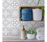 WALPLUS Adhesivo de azulejos de pared de 15 cm, 24 piezas de cemento gris claro, decoración del hogar, azulejos adhesivos para decoración de cocina, ideas de baño, despegar y pegar, pintura de