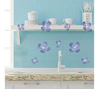 Walplus Cristal 3D púrpura Flores Pared Pegatinas, Vinilo, Multicolor, 33,5 x 11,5 x 3 cm