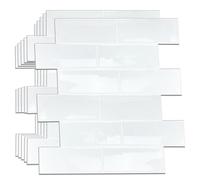 WALPLUS - Lote de 6 piezas 3D credence adhesivo para cocina, 30,5 x 30,5 cm, adhesivo extraíble para pared, cocina, brillante, color blanco