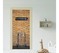 Walplus Mural Para Puerta Vinilo Adhesivo Pared Tamaño Del Reino Unido Puerta Mural Kings Cross Plataforma Decoración Autoadhesivo Pegatina 88X200Cm Negro Marrón Gris Blanco