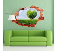 Walplus Pared Pegatinas 3D Vista Arte calcomanías casa Corazón árbol Meadow Nature extraíble QuDi Adhesivo Pared murales café Restaurante Hotel Oficina decoración del hogar