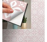 Walplus Pegatinas Azulejos Paquete Múltiple Vinilo Adhesivo Impreso Azulejos Adhesivos De Pared De Cocina Decoración Protector Sevilla Rosa Claro Español 72Unidades 15Cm(6") Rosa Claro Blanco