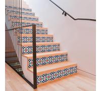 Walplus Pegatinas Azulejos Paquete Múltiple Vinilo Adhesivo Impreso Azulejos Adhesivos De Pared De Cocina Decoración Protector No Tóxico Marrakech 72Unidades 15Cm(6") Azul Verde Blanco Rojo