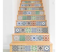 Walplus Pegatinas Azulejos Paquete Múltiple Vinilo Adhesivo Impreso Azulejos Adhesivos De Pared De Cocina Decoración Protector No Tóxico Porcelana Antigua 120Unidades 15Cm(6") Verde