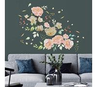 WALPLUS Pegatinas Decorativas Tematicas Flores Perfecto Para RegalosDecoración Adhesiva Fácil De Usar Dormitorio Salón Magnolia Blanca Con Flores De Acuarela Rosa 66 Piezas