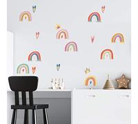 Walplus Pegatinas Para Niños Decoración De Habitaciones Pegatinas De Vinilo Extraíbles Y Reutilizables Fáciles De Usar Ventana Pared Armario Puertas Refrigeradores Arcoíris Dibujados A Mano 6 Piezas Multicolor