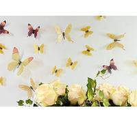 Walplus Rayas Mariposa Amarillo Adhesivos de pared, vinilo, multicolor, 10x 10x 3 cm