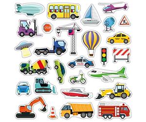 WALPLUS Vinilo Adhesivo Extraíble Y Reutilizable Decoración Regalos Fácil De Usar Ventana Pared Armario Puertas Frigoríficos Construcción Y Transporte Urbano 28 Piezas Multicolor