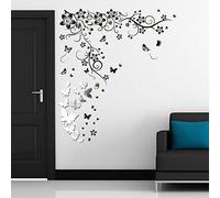 Walplus WSM2057 14 Mirror Butterflies Plus WS9022 Butterfly Vine Wall Art Murals Nursery Office Home Decoration