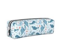 Walrus Animal Ocean Pattern Estuche para lápices Estuche Redondo para lápices Estuche para lápices portátil Organizador de Cuero con Cremallera Bolsa para cosméticos
