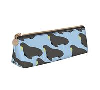 Walrus Animal Ocean Pattern Estuche para lápices Triangle Pen Case Portable Pencil Bag Organizador de Cuero con Cremallera Bolsa de cosméticos