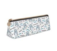 Walrus Animal Ocean Pattern Estuche para lápices Triangle Pen Case Portable Pencil Bag Organizador de Cuero con Cremallera Bolsa de cosméticos