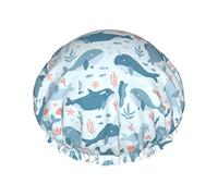 Walrus Animal Ocean Pattern Gorros de ducha Gorro de baño reutilizable Gorro de ducha de baño elástico Suave impermeable para gorros de pelo de todas las longitudes de cabello