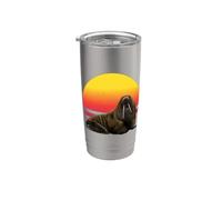 Walrus Art Arctic Animal Marine Mammal Ocean Wildlife Wild Vaso térmico de acero inoxidable de doble pared