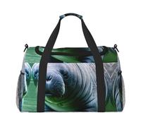 Walruse - Bolsa de viaje con estampado de animales de ternera para fin de semana, bolsa de viaje para mujeres y hombres, bolsa de equipaje de mano, Black, Talla única