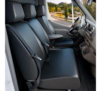 Walser 11497 Funda de Asiento de Coche Ajuste de transportador, Funda de Asiento de imitación de Cuero Antracita Compatible con Renault Trafic II, Opel Vivaro, Nissan Primastar, Banco Simple y Doble