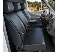 WALSER 11518 Funda de asiento de coche ajuste de transportador, funda de asiento de imitación de cuero antracita compatible con VW T6, banco de 3 plazas