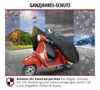 WALSER Lona Moto S de PVC Resistente Lona Impermeable, Premio Muy Bueno* Lona Compatible con Vespa, Lona Moto al Aire Libre, Lona Impermeable, Accesorios Moto, Lona Moto con Bolsa Negro 185x90x110cm