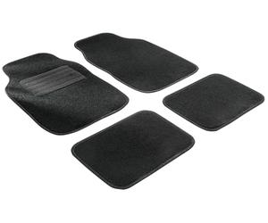WALSER Alfombra de terciopelo, alfombrillas universales de fieltro de aguja de terciopelo, juego de alfombrillas de coche de cuatro piezas negro 14705