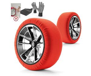 WALSER Basic cadenas de nieve Active, juego de 2 cadenas de nieve textiles, cadenas de nieve de tela para coche, cadenas de invierno coche rojo XS