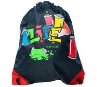 Walser Bolsa de Deporte para niños Graffiti, Bolsa de Viaje para niños, Bolsa de Deporte, Bolsa de Zapatos para niños 39x33,5cm Azul