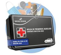 WALSER Kit de primeros auxilios para coche, bolsa de primeros auxilios para coche, bolsa de primeros auxilios DIN 13164:2022, negro