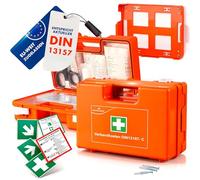 WALSER Botiquín de primeros auxilios según DIN 13157:2021, botiquín de primeros auxilios 2026, incluye soporte de pared, caja sanitaria de 84 piezas, botiquín de primeros auxilios para empresas de