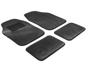 WALSER Car Comfort Carpet 8mm Velours, Universal Floor Mats, Car Mat Set 4 pieces black