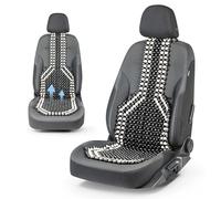 WALSER CarComfort funda de asiento de cuentas de madera, funda de asiento de cuentas de madera, alfombra de plaza universal blanco/negro 13551