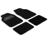 WALSER Carpet Color, alfombrillas universales, juego de alfombrillas de coche de cuatro piezas con tacos antideslizantes negro/blanco 29012