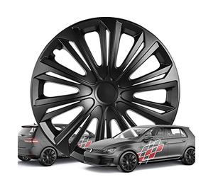 Walser Embellecedores de Ruedas Racer, Premio Muy Bueno* Juego de Cuatro embellecedores de Rueda con Aspecto de llanta de Aluminio 14" Negro