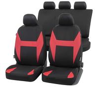 Walser Funda de Asiento de Coche Caledon Juego Completo, Fundas de Asiento de Coche Universal Negro-Rojo, Fundas de Asiento de poliéster 13325