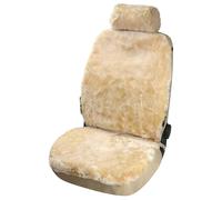 Walser Funda de Asiento de Coche de Piel de Cordero IVA, Funda de Asiento 100% Piel de Cordero para Coche, Funda de Piel de Cordero de 1 Pieza para los Asientos Delanteros del Coche Beige