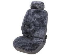 Walser Funda de Asiento de Coche de Piel de Cordero IVA, Funda de Asiento 100% Piel de Cordero para Coche, Funda de Piel de Cordero de 1 Pieza para los Asientos Delanteros del Coche Negro